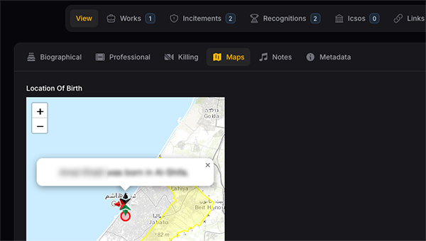 Screen capture of WITNESS maps inside of our investigation management system.